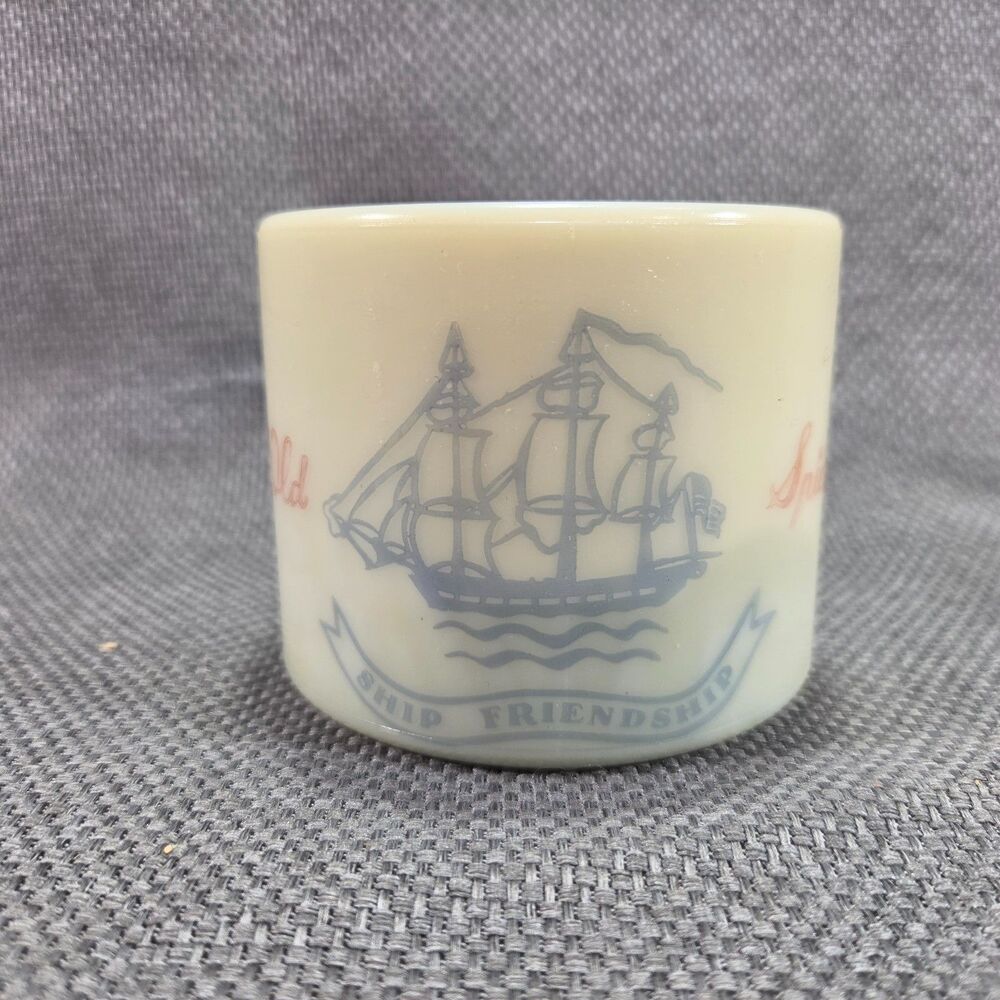 VTG Early American Old Spice Shaving Mug Ship Friendship Milk Glass Shulton NJ
